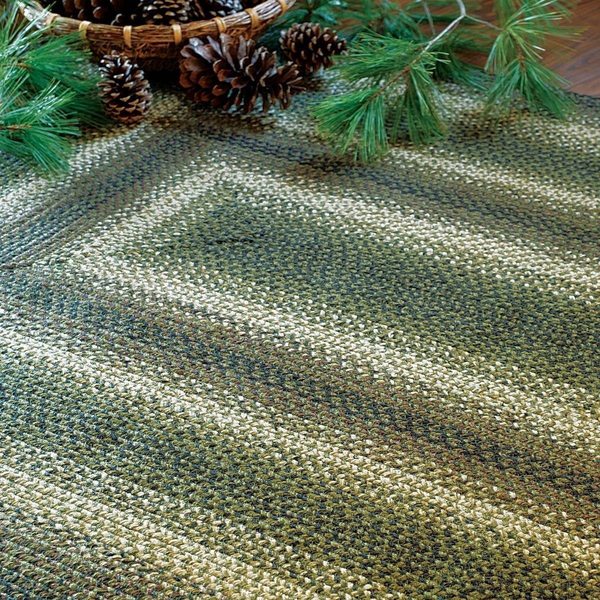 Homespice Decor Homespice Decor 503749 4 x 6 ft. Pinecone Jute Oval Braided Rug - Green; Cream & Grey 503749